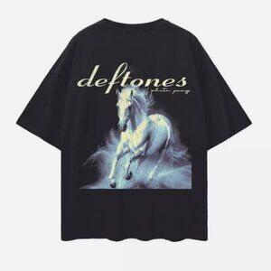 Deftones Shirt White Pony Short Sleeve Unisex Reprint Rock T-Shirt Tee